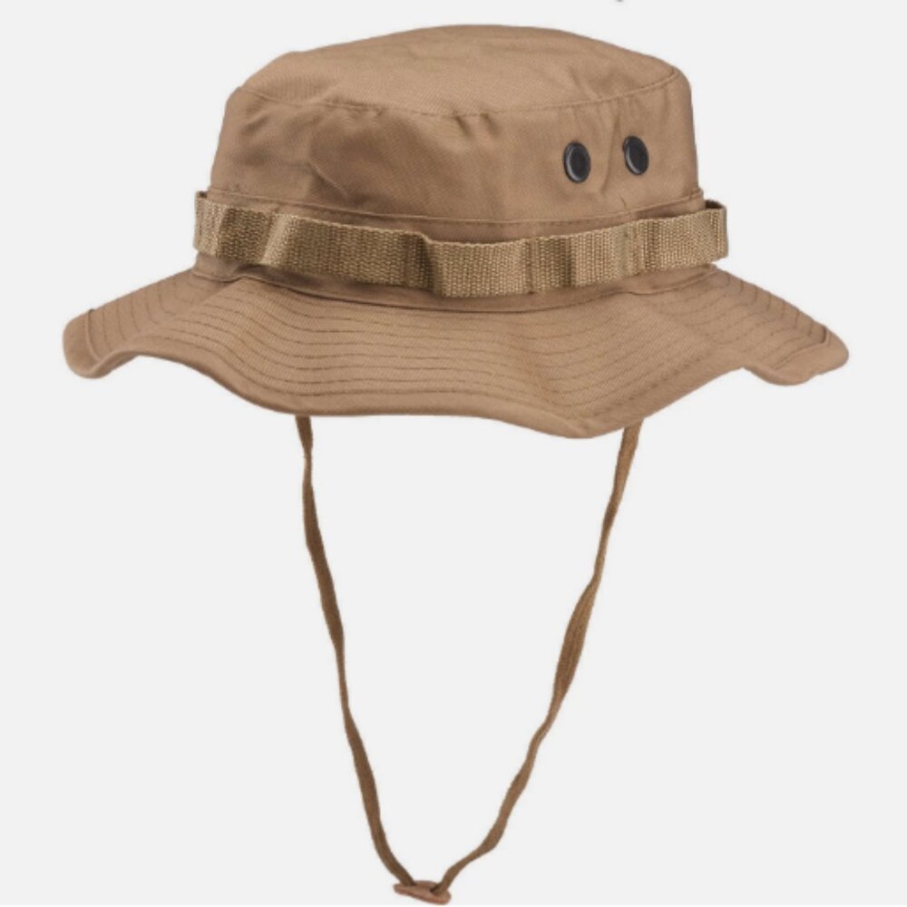 NEW MIL SPEC TAN/KHAKI HOT WEATHER HUNTING FISHING BOONIE JUNGLE SUN HAT TYPE II